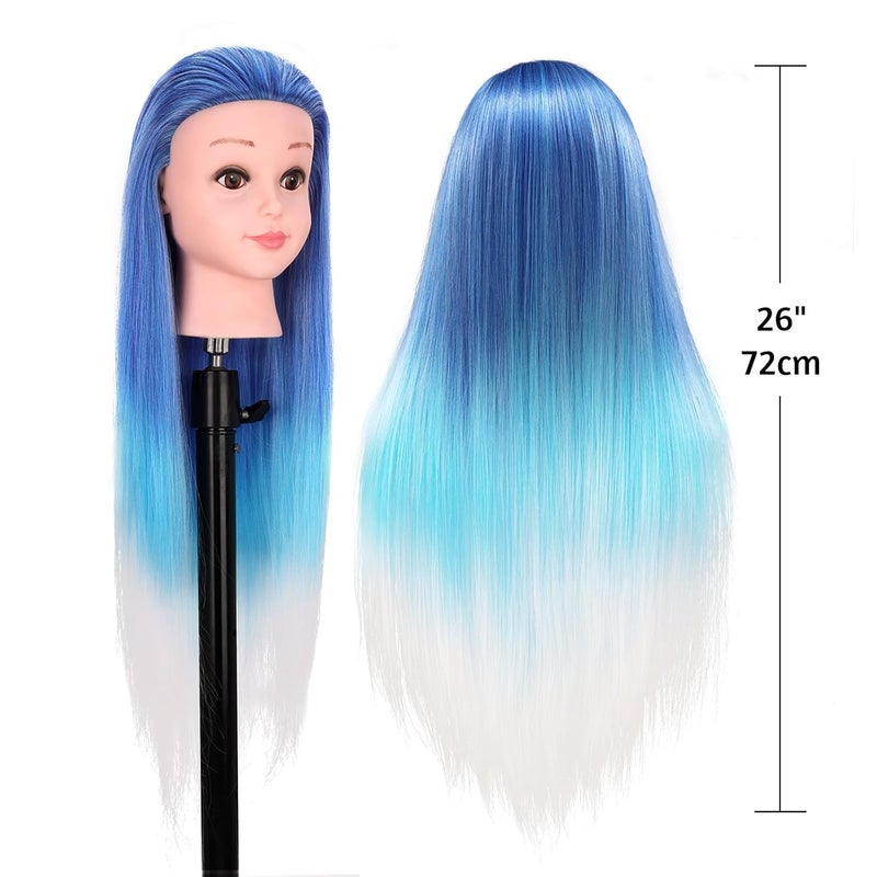 TopDirect Mannequin Head with Hair, 29" Hair Mannequin Manikin Head Synthetic Hair Doll Practice Cosmetology Styling Hairdressing Training Braiding Heads with Clamp Holder and Tools - Image 2